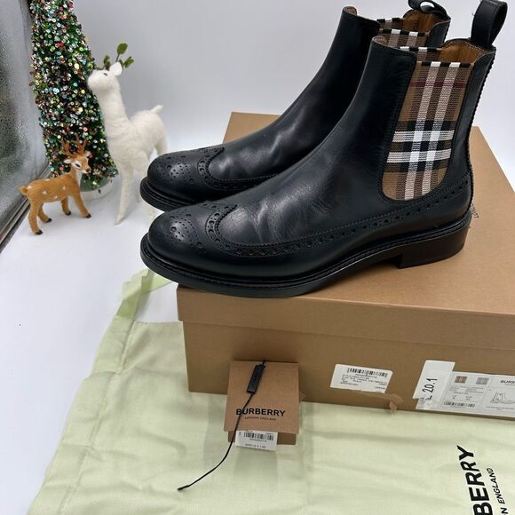 Men’s Burberry vintage check leather Chelsea boots size 42 made in Italy - Picture 6 of 14